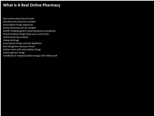 What Is A Real Online Pharmacy