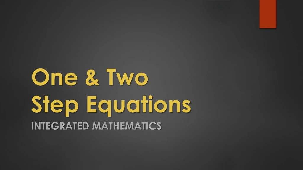 one two step equations