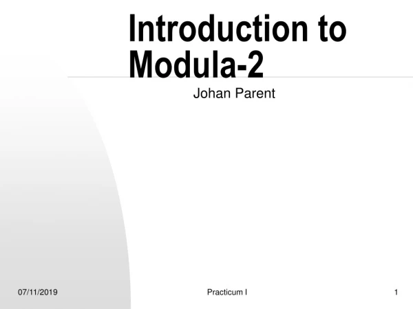 Introduction to Modula - 2