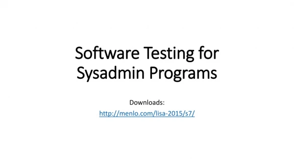 Software Testing for Sysadmin Programs