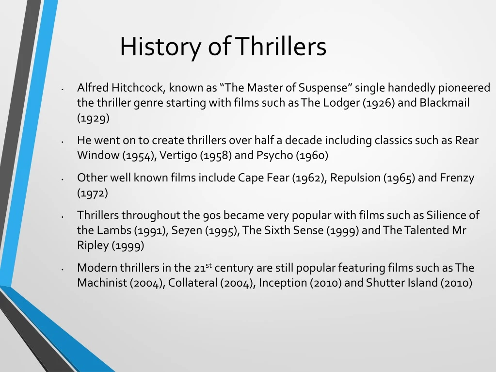 history of thrillers
