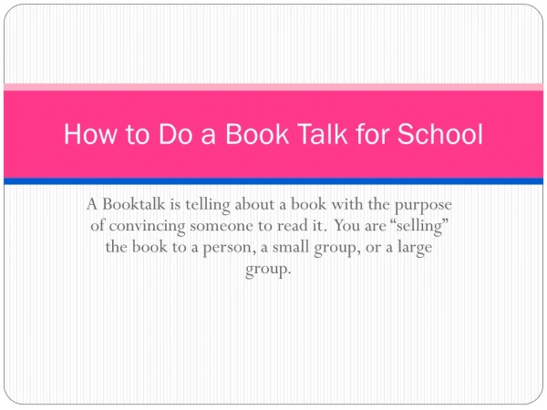 How to Do a Book Talk for School
