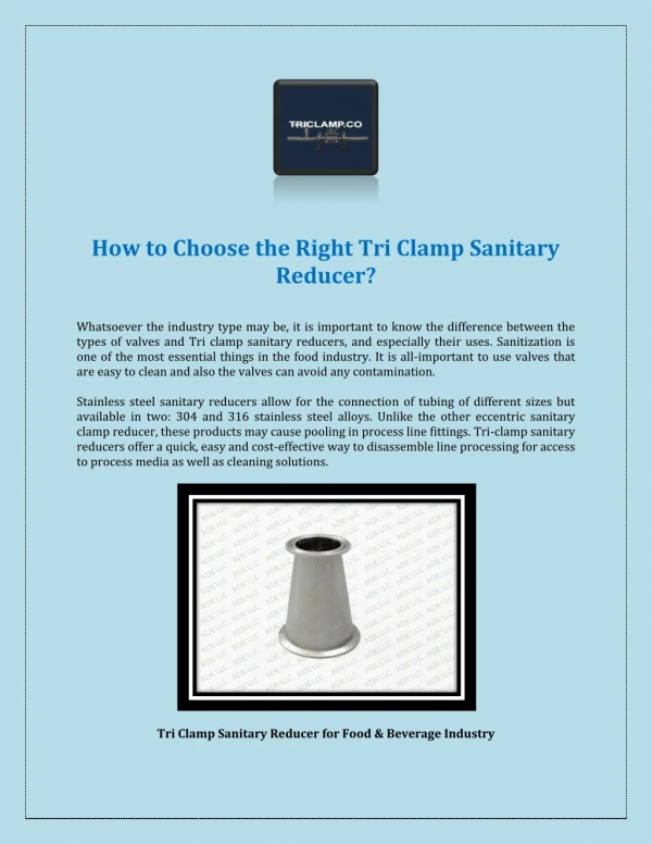 how to choose the right tri clamp sanitary reducer