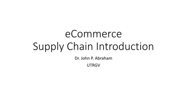 eCommerce Supply Chain Introduction