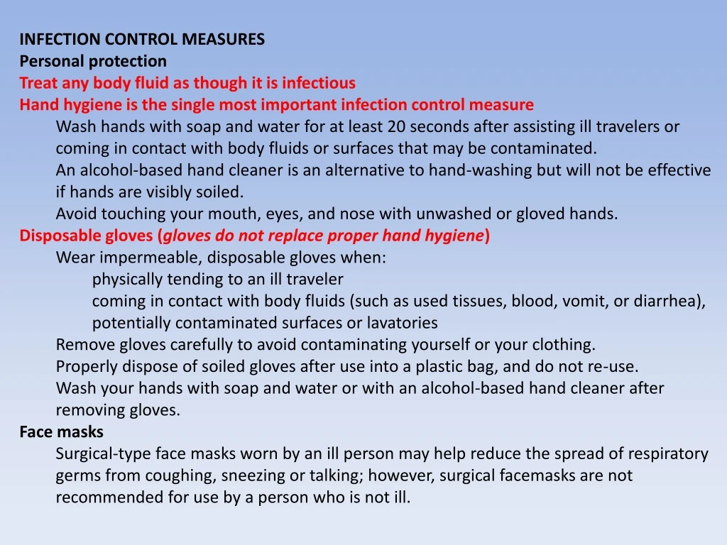 infection control measures personal protection