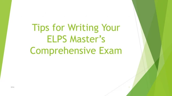 Tips for Writing Your ELPS Master’s Comprehensive Exam