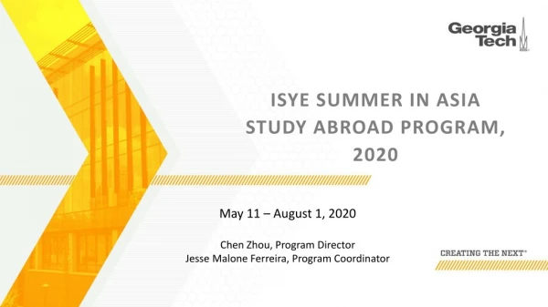 ISyE Summer in Asia Study Abroad Program, 2020