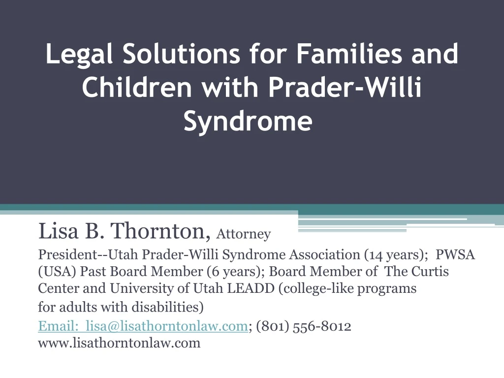 legal solutions for families and children with prader willi syndrome