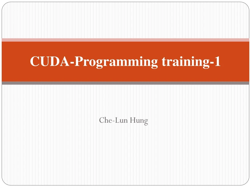 cuda programming training 1