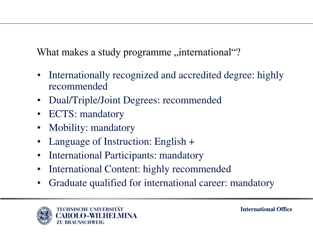 what makes a study programme international