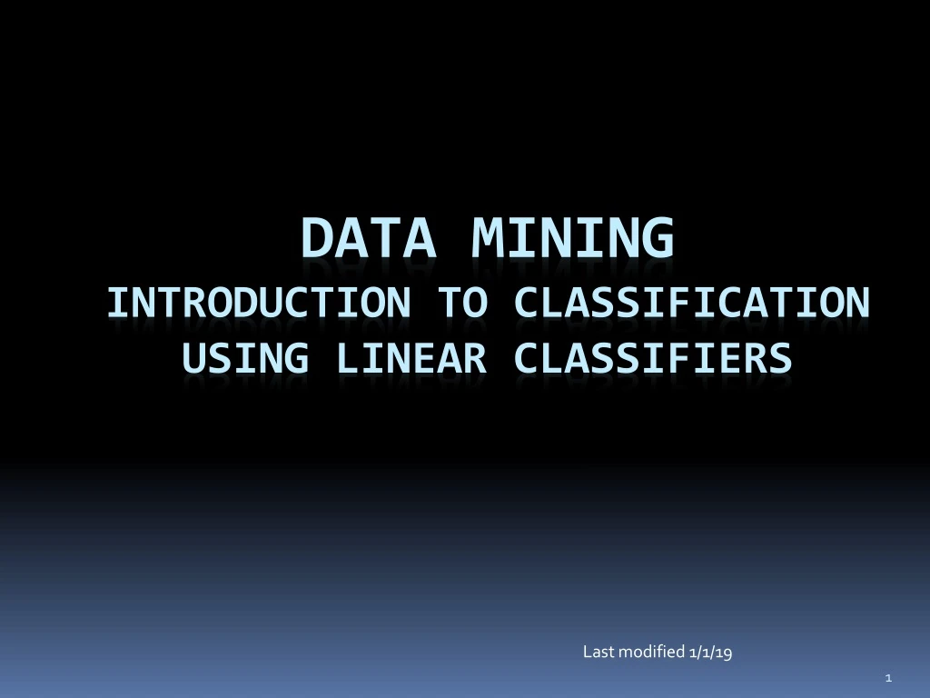 data mining introduction to classification using linear classifiers