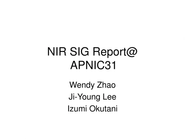 NIR SIG Report@ APNIC31