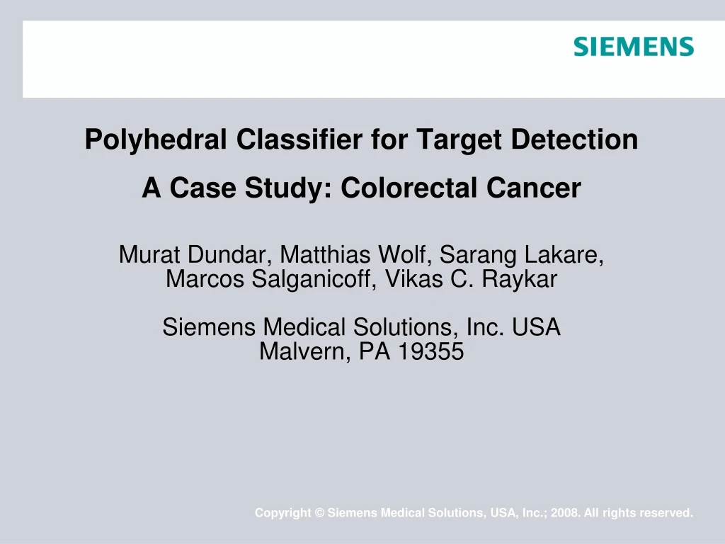 polyhedral classifier for target detection a case study colorectal cancer