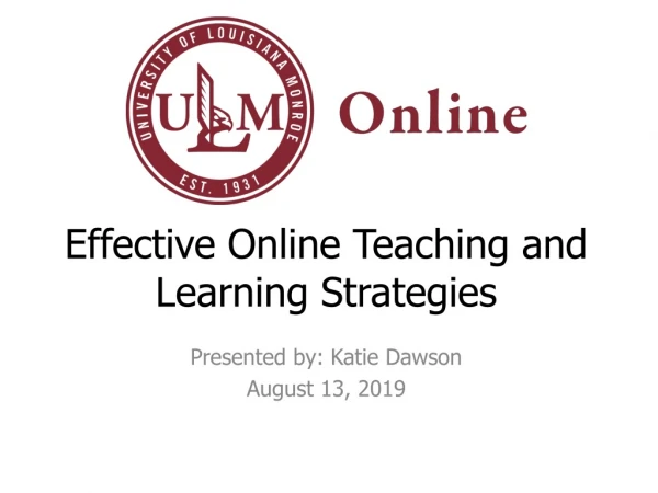 Effective Online Teaching and Learning Strategies
