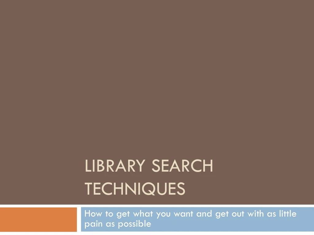 library search techniques