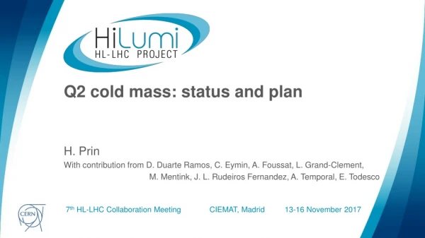 Q2 cold mass: status and plan