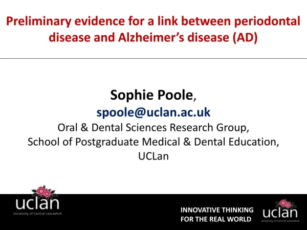 Preliminary evidence for a link between periodontal disease and Alzheimer’s disease (AD)