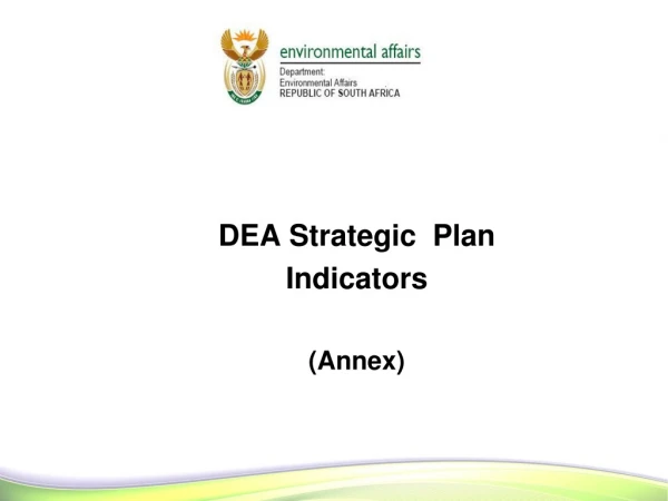DEA Strategic Plan Indicators (Annex)