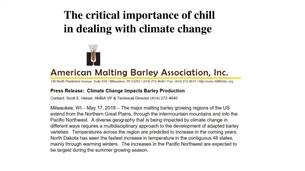 The critical importance of chill in dealing with climate change
