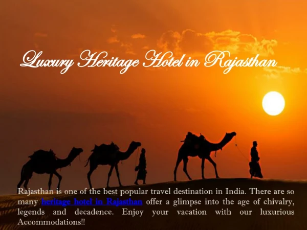 Luxury Heritage Hotel in Rajasthan