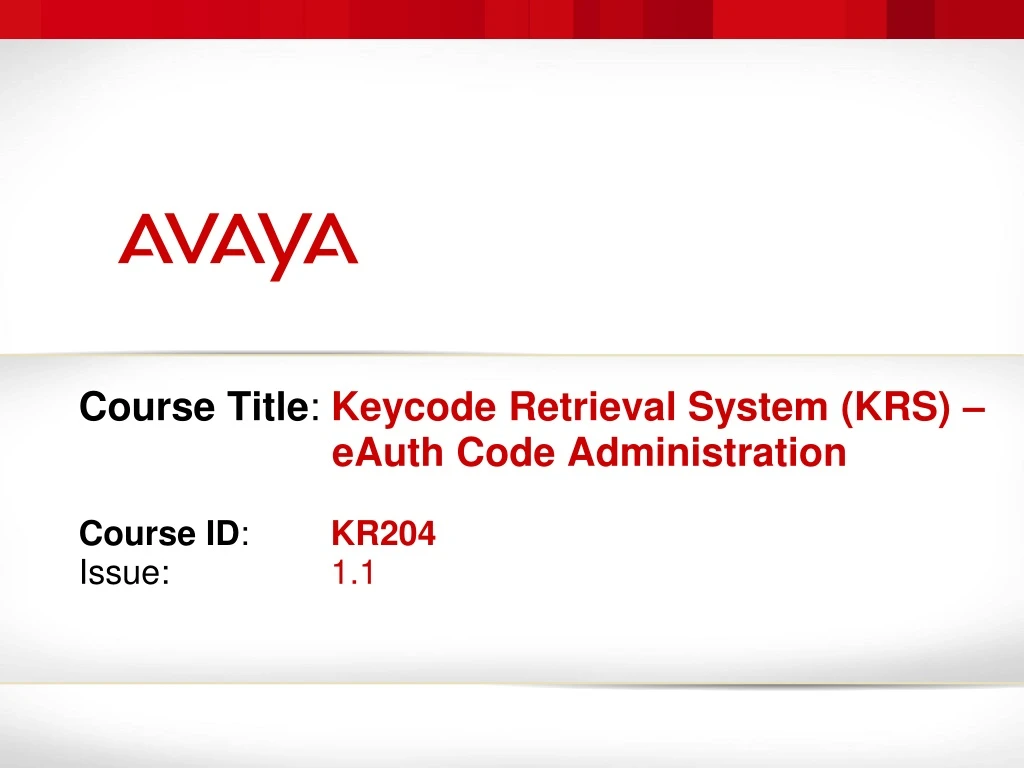 course title keycode retrieval system krs eauth