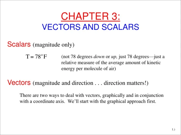 Scalars (magnitude only)