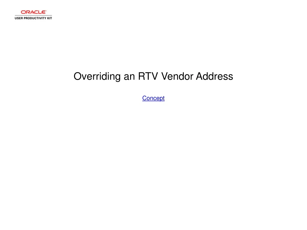 overriding an rtv vendor address concept