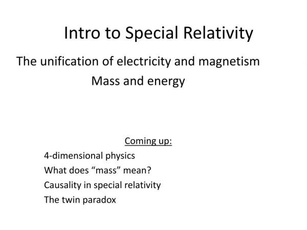 Intro to Special Relativity
