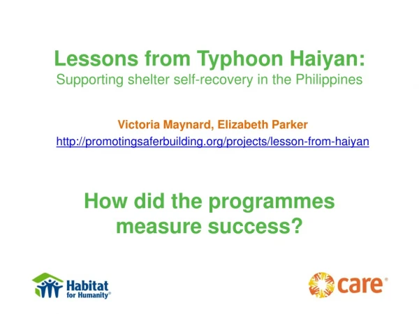 Victoria Maynard, Elizabeth Parker promotingsaferbuilding/projects/lesson-from-haiyan