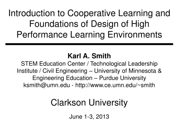 Clarkson University June 1-3, 2013