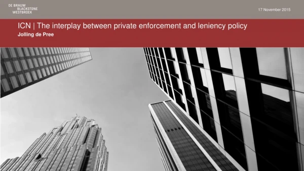 ICN | The interplay between private enforcement and leniency policy