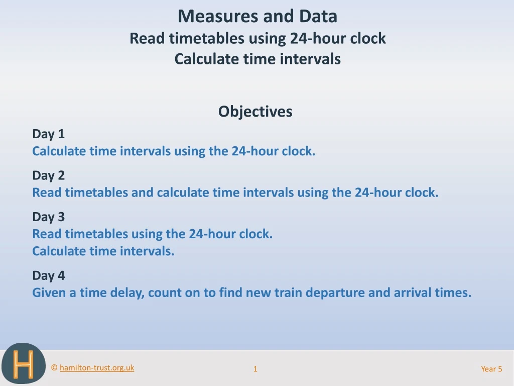 measures and data read timetables using 24 hour