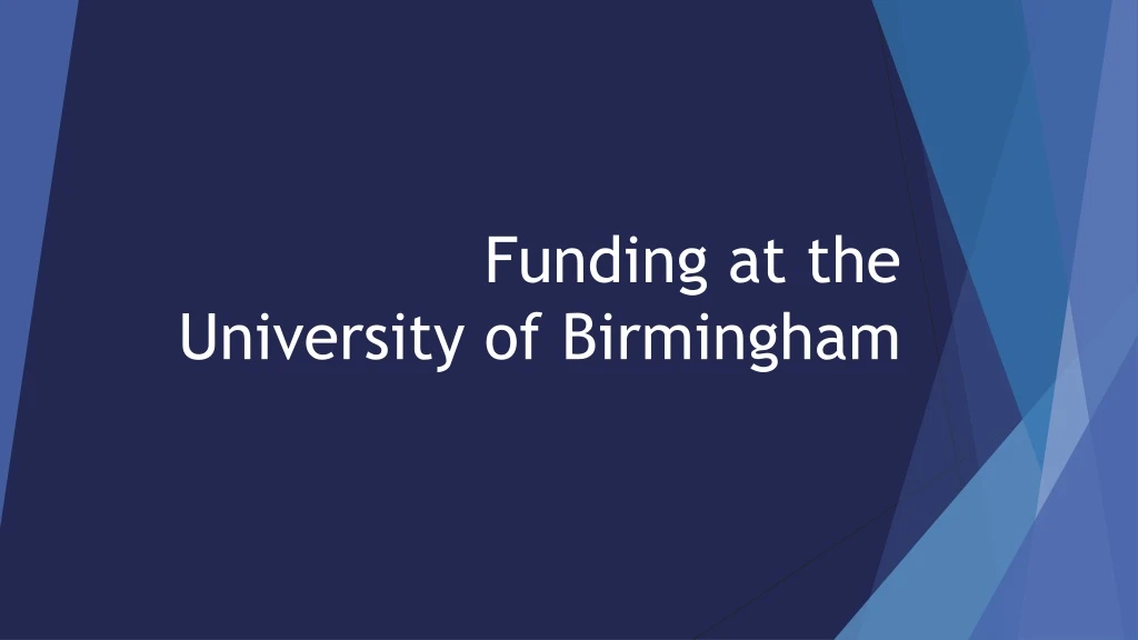 funding at the university of birmingham