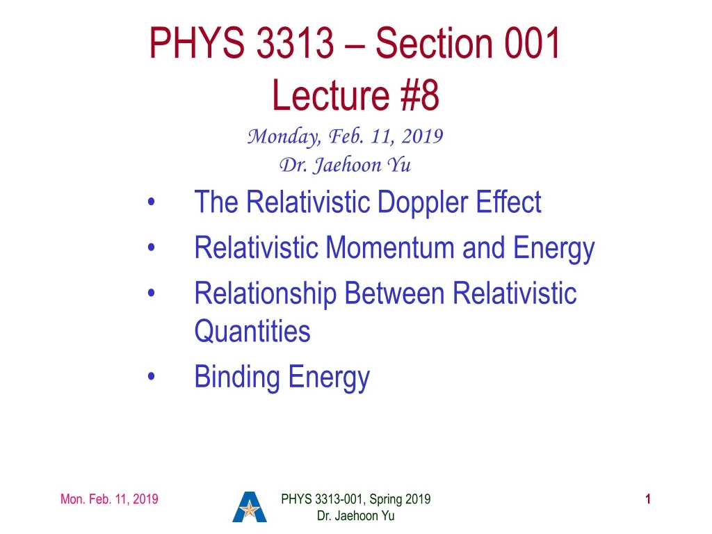 phys 3313 section 001 lecture 8