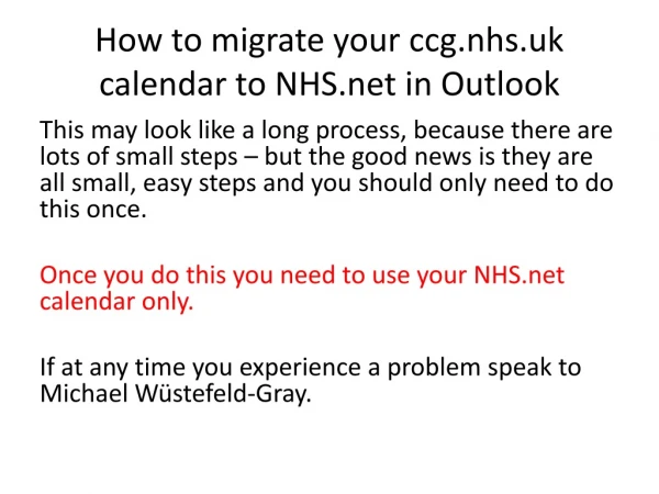 How to migrate your ccg.nhs.uk calendar to NHS in Outlook