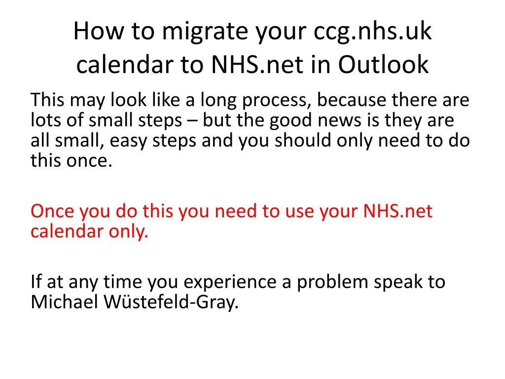 how to migrate your ccg nhs uk calendar to nhs net in outlook