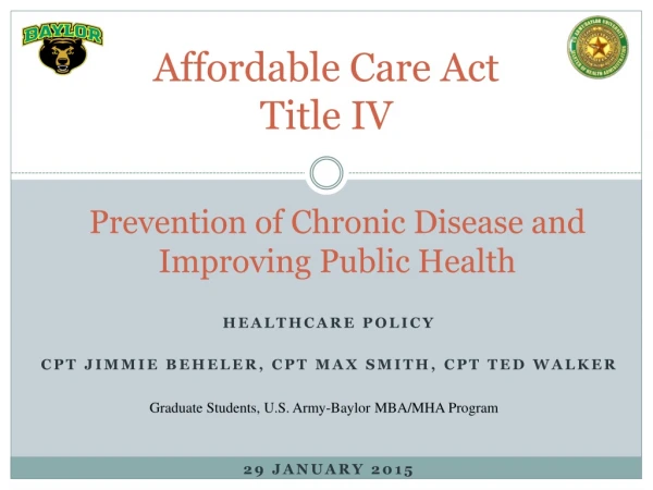 Affordable Care Act Title IV