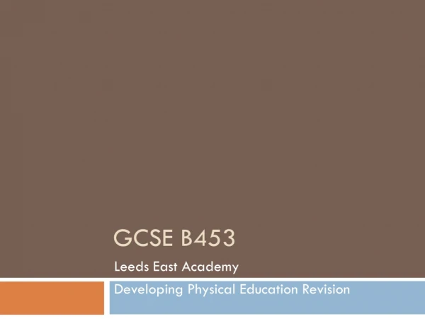GCSE B453