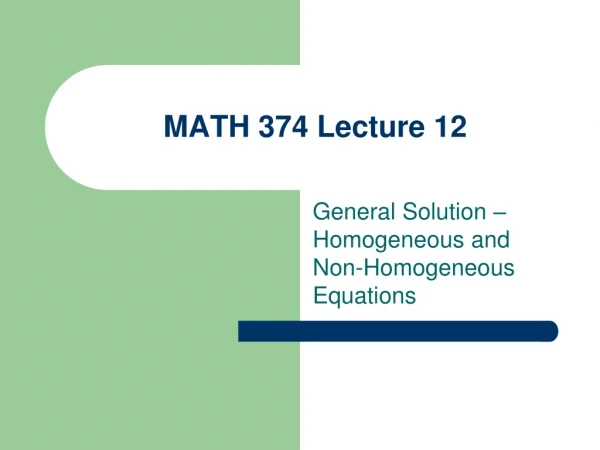 MATH 374 Lecture 12