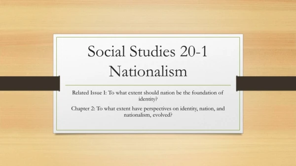 Social Studies 20-1 Nationalism