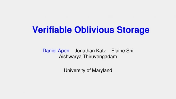 Verifiable Oblivious Storage