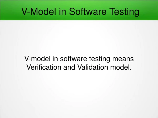 V-Model in Software Testing