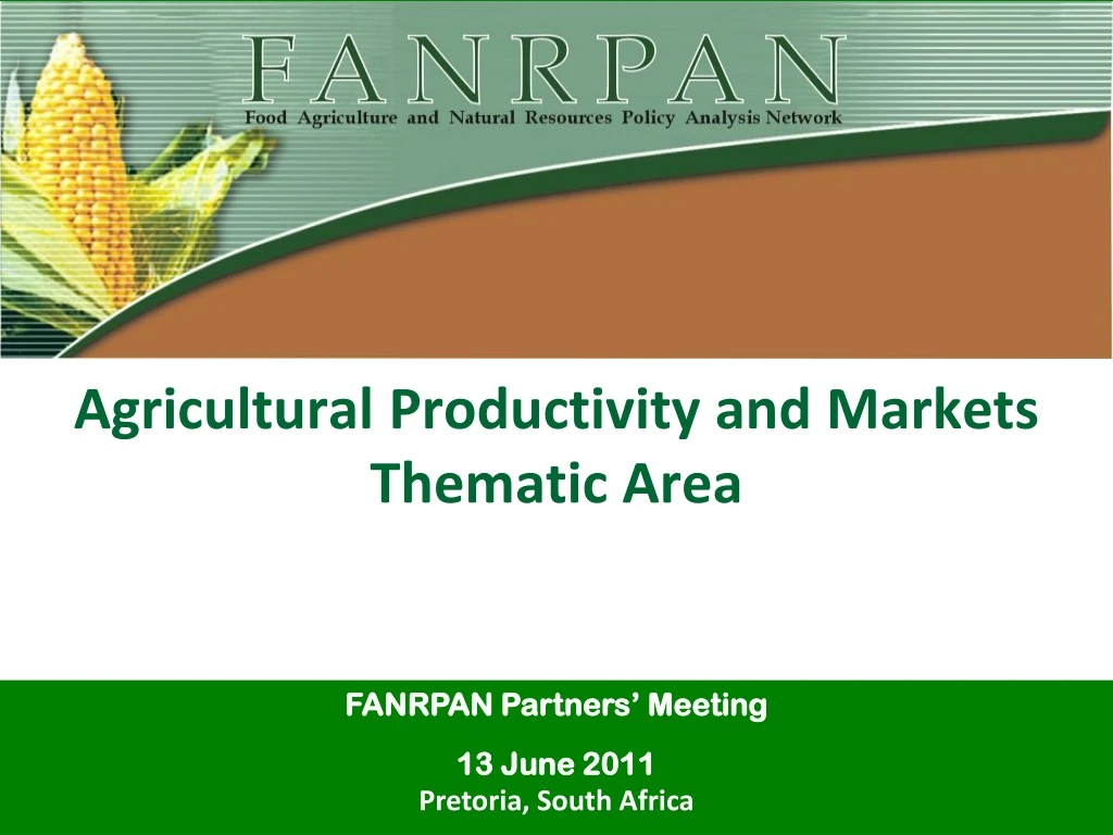 agricultural productivity and markets thematic area