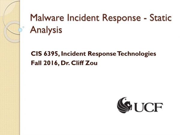 Malware Incident Response - Static Analysis