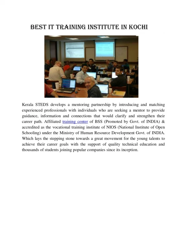 best it training institute in kochi