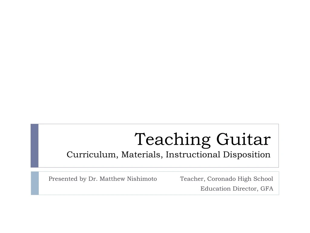 teaching guitar curriculum materials instructional disposition