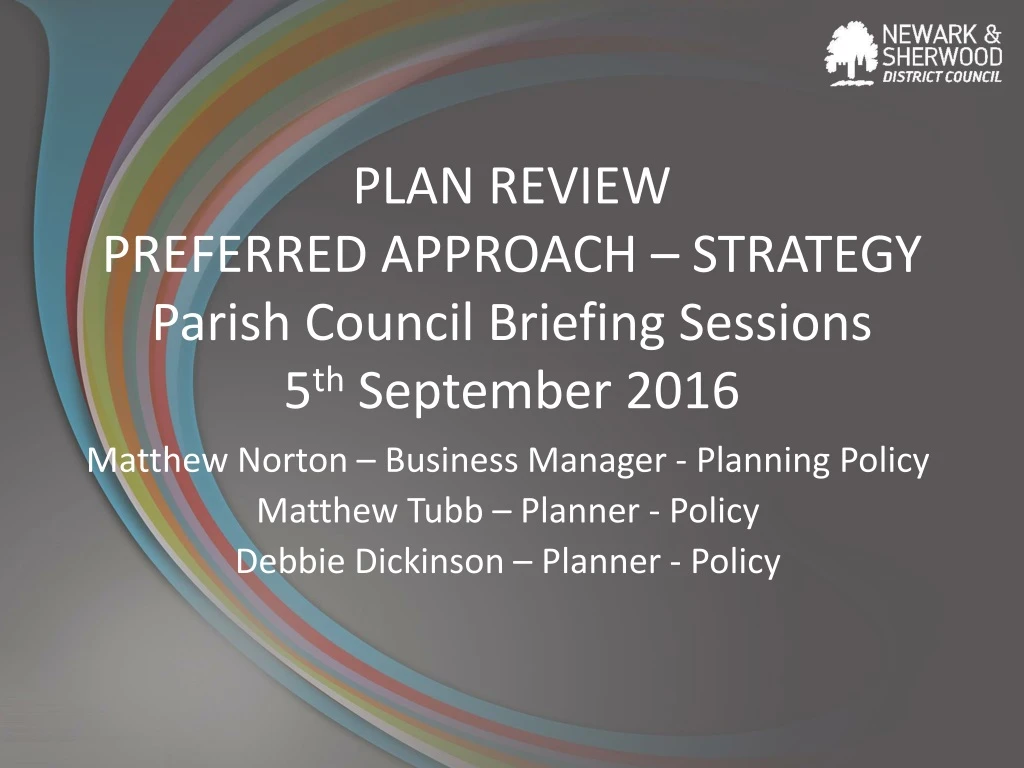 plan review preferred approach strategy parish council briefing sessions 5 th september 2016