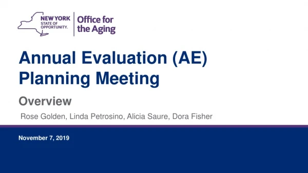 Annual Evaluation (AE) Planning Meeting