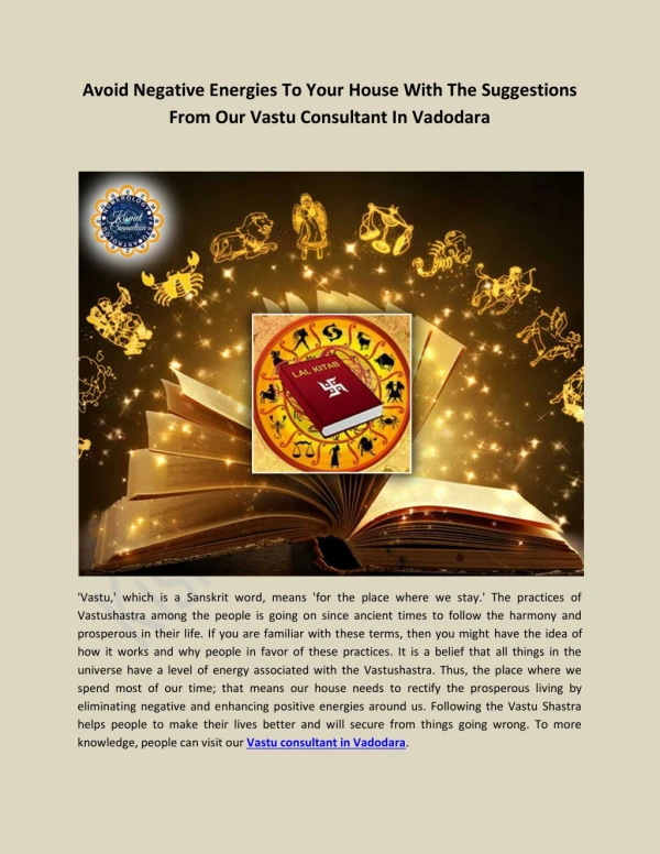 Avoid Negative Energies To Your House With The Suggestions From Our Vastu Consultant In Vadodara