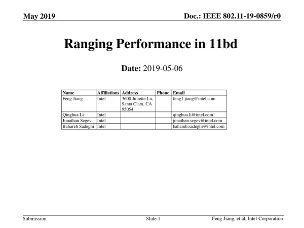 Ranging Performance in 11bd
